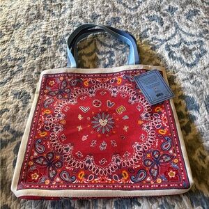 Brighton Red and Blue Patterned Tote NEW